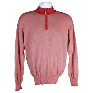 Peter Millar Men's 1/4 Zip Pullover Wool Silk Cashmere Red Large